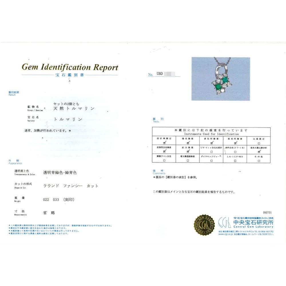 0.33ct パライバトルマリン ダイヤモンド ネックレス・ペンダント